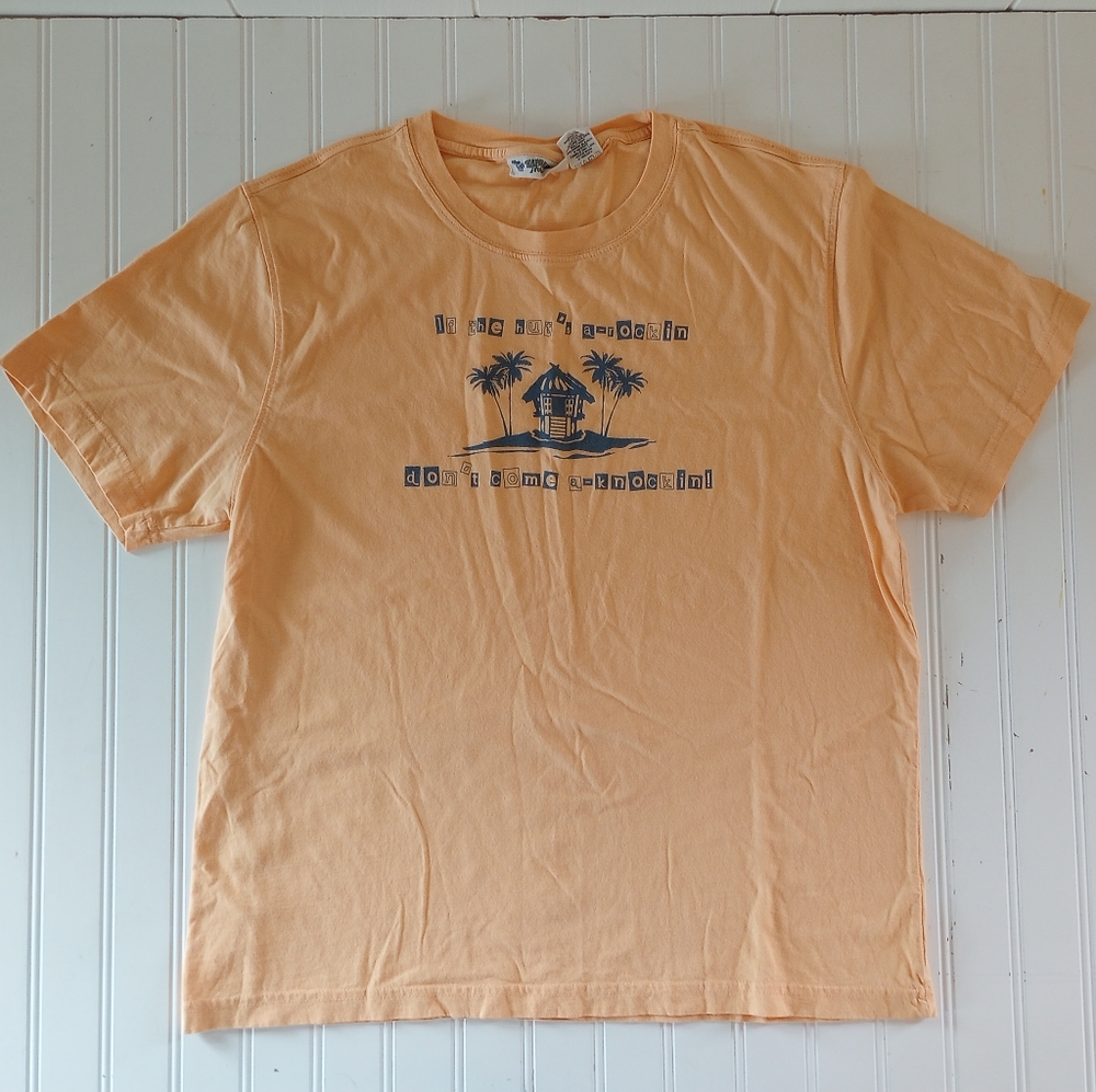 Vtg 90s TShirt If the Huts A Rockin Dont Come Knockin XL Orange Hawaiian Tropic